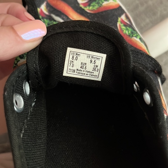 Vans Black Cheeseburger Lace Up Shoes Size W9.5/M8 - Picture 4 of 4